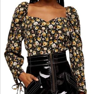 TOPSHOP yellow grungy floral top